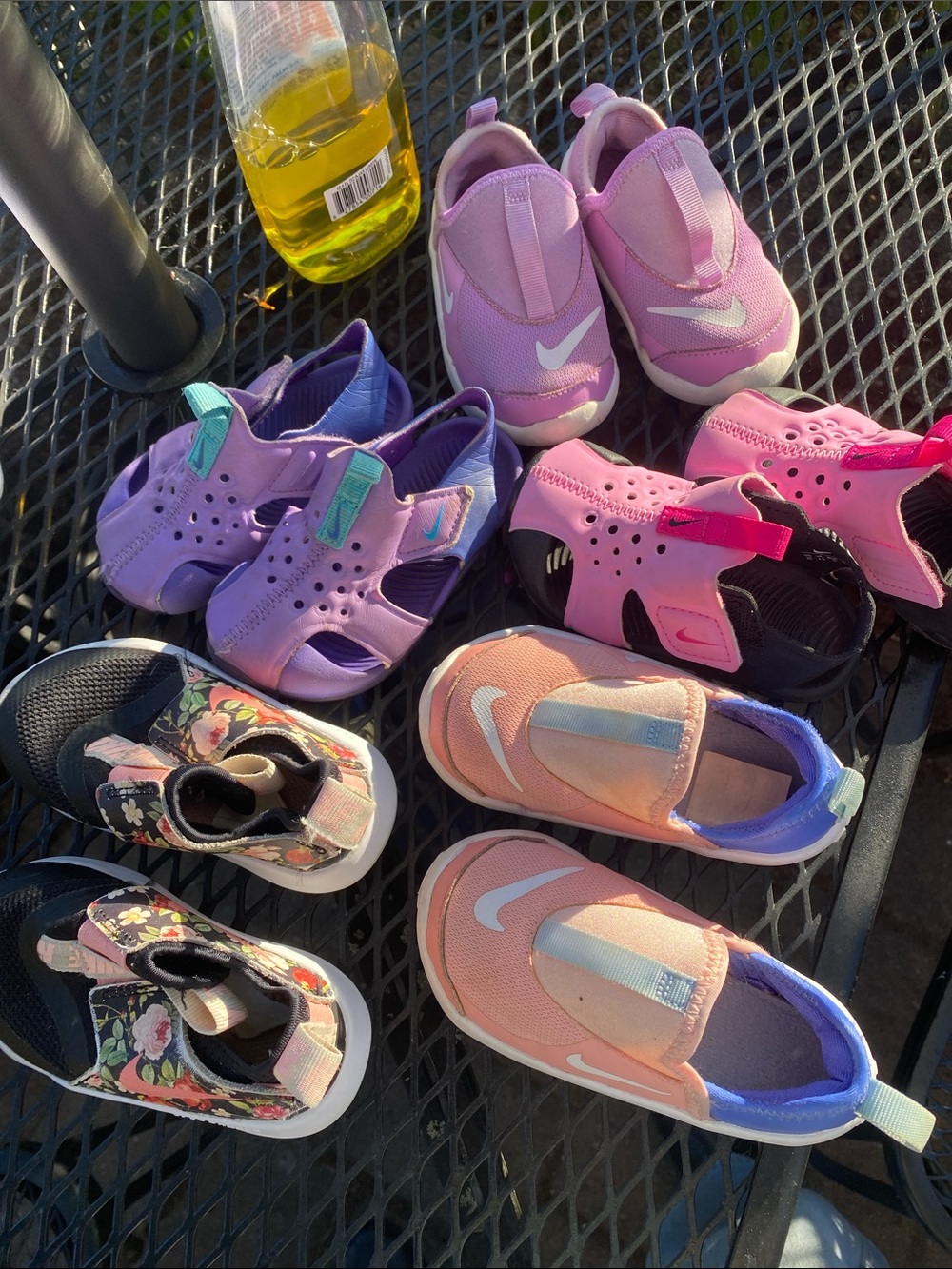 Nike toddler girl  Assorted Slip-On  - Preowned lot  of 5 Great size 5 and 6
